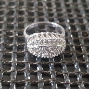 Silver-tone Crystal Bling 18K HGE Cocktail Ring 6